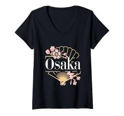 Damen Osaka Vacation Sakura Asia Lover Travel to Japan T-Shirt mit V-Ausschnitt von Osaka Reiseoutfit für Männer und Frauen