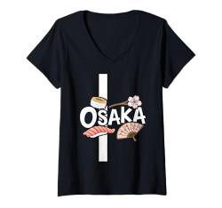 Damen Travel to Japan Sakura Festival Cherry Blossom Osaka T-Shirt mit V-Ausschnitt von Osaka Reiseoutfit für Männer und Frauen