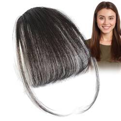 Oseczmut Clip-on-Pony-Echthaar, Clip-in-Pony-Echthaar, Clip on Air Bangs Französischer Pony, Naturfarbene Fransen-Haarteile, stilvolle Haarverlängerung mit ordentlichem Pony für Mädchen und Frauen von Oseczmut