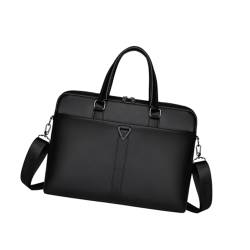 Oshhni Businesstasche für Herren, Aktentasche, Handtasche, Premium-Laptoptasche für Büro, Outdoor, Pu Schwarz von Oshhni