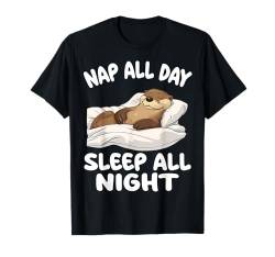 Süßer Otter Nickerchen den ganzen Tag Schlaf die ganze Nacht Pyjama Nachthemd T-Shirt von Otter Pajamas & Nightgown .Co