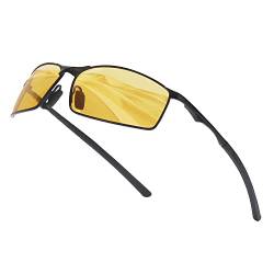 OuShiun Herren Sportbrille Polarisierte Sonnenbrille für Outdoor Metallrahmen UV Schutz Fahren Angeln Radfahren Laufen Fahrer Brille (Gelb（Nachtsicht）) von OuShiun