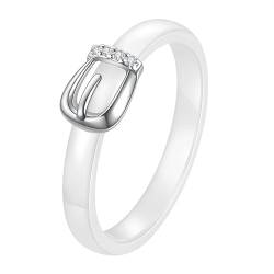 Ouruiba Ring aus Keramik, Gürtelschnalle aus Zirkonia, Ehering, Hochzeit, Verlobung, Schmuck, Damen, Mädchen, Keramik von Ouruiba