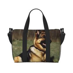 Reisetasche für persönliche Gegenstände, Handgepäck, Trainingshandtasche, leicht, wasserdicht, Sporttasche, Turnbeutel, Deutscher Schäferhund, Wochenendtasche für Damen und Herren, Schwarz , von Ousika