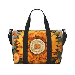 Reisetasche für persönliche Gegenstände, Handgepäck, Trainingshandtasche, leicht, wasserdicht, Sporttasche, Turnbeutel, Sonnenblume umgeben von Schmetterlingen, Wochenendtasche für Damen und Herren, von Ousika