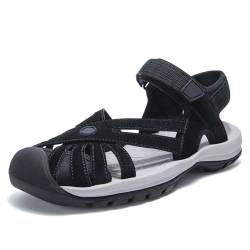 OutPro Damen-Wandersandalen leichte Wandersandalen rutschfest bequem verstellbarer Klettverschluss Outdoor-Sport Sommer Strand geschlossener Zehenbereich,Schwarz 41 von OutPro