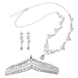 Outanaya 1 Satz Kronen-ohrring-set Brautohrringe Für Die Hochzeit Ohrringe Im Trend Modeschmuck Perlenanhänger Strass-tiara Hochzeitskleid-accessoires Braut-ohrring Trendige Ohrringe Silver von Outanaya