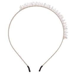 Outanaya Stirnband Haarschmuck Aus Strass Make-up-stirnbänder Haarschmuck Für Frauen Mädchen Stirnbänder Braut Haarband Prinzessinnen-haarschmuck Für Mädchen Perlenhaarband Weiß Legierung von Outanaya