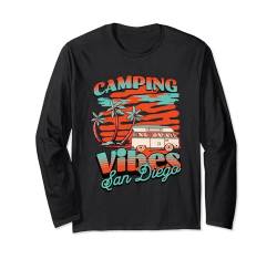 Camping Vibes San Diego Retro-Wohnmobil, tropischer Strandurlaub Langarmshirt von Outdoor Camping Vacation Shirts for Men Women Kids