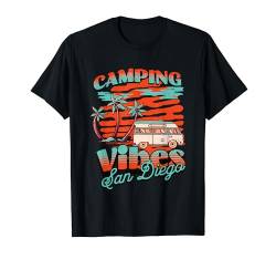 Camping Vibes San Diego Retro-Wohnmobil, tropischer Strandurlaub T-Shirt von Outdoor Camping Vacation Shirts for Men Women Kids