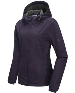 Outdoor Ventures Sportjacke Damen Wasserdichte Atmungsaktiv Softshelljacke - Übergangsjacke Winddichte Regenjacke Funktionsjacke mit Kapuze Lila Heather XS von Outdoor Ventures