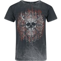 Outer Vision T-Shirt - Viking Skull - S bis 3XL - für Männer - Größe XXL - grau von Outer Vision