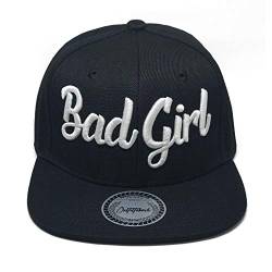 Outfitfabrik ♥ Snapback Cap Bad Girl in schwarz mit weißem 3D-Stick (Junggesellenabschied, Bad Boys, Bad Girls, Böse Mädchen), One Size, verstellbar an Rückseite für Damen, für Frauen von Outfitfabrik