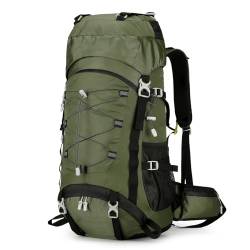 Outplea Wanderrucksack 60l Herren Damen, Bequem Trekkingrucksack mit Regenschutz, Wasserdichter Reiserucksack für Camping Wandern Bergsteigen, Grün von Outplea