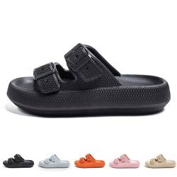 Sandalen Cloud Schnallen, Unisex Doppelte Schnalle Weiche Sommer Cloud Slippers Damen Herren (black, Erwachsene, 44, Numerisch (von/bis), EU Schuhgrößensystem, 45, Breit) von Oveallgo