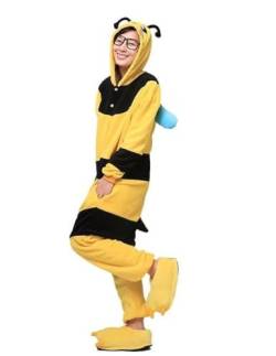 Ovender Kostüm Kigurumi Erwachsene Tierkostüme Karneval Halloween Party Weihnachten Schlafanzug Unterhaltung Unisex Damen Herren Cosplay Show Unterwäsche Winter (M, Biene Gelb Schwarz) von Ovender