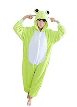 Ovender Kostüm Kigurumi Erwachsene Tierkostüme Karneval Halloween Party Weihnachten Schlafanzug Unterhaltung Unisex Damen Herren Cosplay Show Unterwäsche Winter (XL, Frosch Grün Weiß) von Ovender