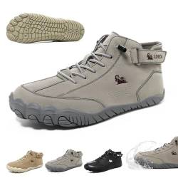 Ultra-Bequemer Rutschfester Barfußschuh Minimalistische Breiter Zehenbox Outdoor Wasserdichte Beck Schuhe Rutschfeste Hineinschlüpfen Ldeck Barfuß Wanderstiefel zum Wandern und Fahren(Gray+velvet,44 E von Overhil1s