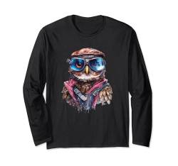 Funky Owl Langarmshirt von Owl Lover Gifts for Men & Women