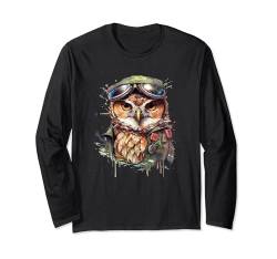 Funky Owl Langarmshirt von Owl Lover Gifts for Men & Women