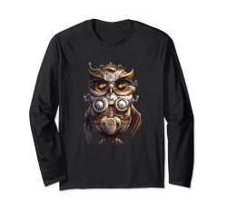 Steampunk Bird Roboter Eule Langarmshirt von Owl Lover Gifts for Men & Women