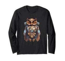 Steampunk Bird Roboter Eule Langarmshirt von Owl Lover Gifts for Men & Women