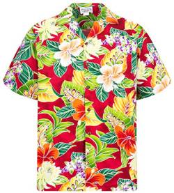 P.L.A. Pacific Legend Original Hawaiihemd, Kurzarm, New Flower, Rot, 3XL von P.L.A.