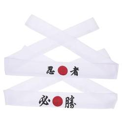 PACKOVE 2st Ninja-stirnband Samurai Japanisches Stirnband Sport Kopf Krawatten -haarband Hachimaki-stirnband Koch-bandana-stirnband Kopf Wickeln Weiß Kochmütze Hippie Baumwolle Fräulein von PACKOVE