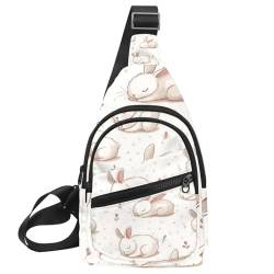 PAFEFO Bunny Rabbit Flower (18) Sling Rucksack Tasche, Mehrfarbig 17, 11.8x7x1.5in/30x18x4cm von PAFEFO