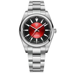 PAGRNE DESIGN Fashion Trend Mechanische wasserdichte Nacht Glow Herrenuhr 1764, Schwarz Rot, Casual von PAGRNE DESIGN