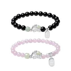 PAJKMYT Armband-Set aus 999 reinem Silber für Paare – elastische Kordel, Retro-Damen-Armband, Perlen, Valentinstag, Geburtstagsgeschenk von PAJKMYT