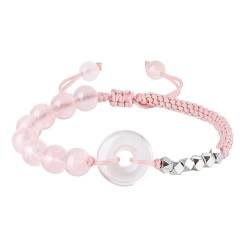 PAJKMYT Damen-Armband aus Sterlingsilber – 8 mm, verstellbare Größe, zerkleinertes Silber, rosa Kristall, geflochtenes Armband, handbesetztes Geschenk für Liebhaber von PAJKMYT