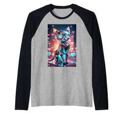 Cyborg Cyberpunk, süße Katze für Katze, Mama, Papa, Roboter, Kawaii Raglan von PALI SPA