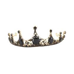 PAMINGONO braut kopfschmuck Lustige Dekoration Barocke Kopfbedeckung alte Kronen und Diademe Hochzeit für die Braut Kronen für Frauen Braut Stirnband Brautkrone Strass-Dekor-Krone Black von PAMINGONO