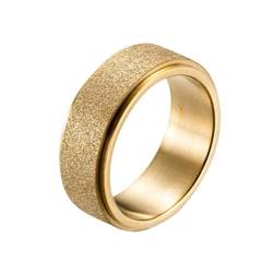 PAMTIER Damen Drehbarer Ring Rostfreier Stahl Sandstrahl-Finish Rose Gold Rainbow Schwarz Ehering 6MM Größe 62 (19.7) von PAMTIER