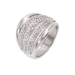 PAMTIER Frauen Cubic Zirkonia Wide Ring 18mm Eternity Statment Ring Verlobungsring Eheringe Silber Größe 52 (16.6) von PAMTIER