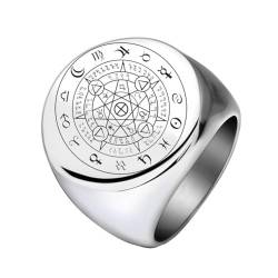 PAMTIER Herrenring aus Edelstahl 12 Sternzeichen Horoskop Sternzeichen Hochzeit Band Astrologie Geburtstag Geschenk Silber Größe 70 (22.3) von PAMTIER