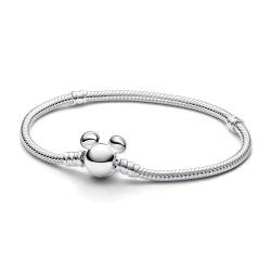 PANDORA Disney Micky Maus Verschluss Moments Schlangen-Gliederarmband mit Micky Maus Verschluss, Kompatibel Moments, Größe: 20 cm, 593061C00-20 von PANDORA