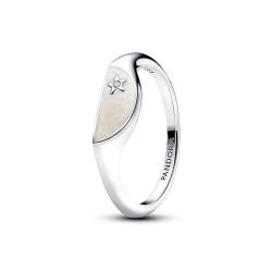 PANDORA ME Halbierter Emaille Siegelring aus Sterling Silber mit Zirkonia Steinen, Größe: 52, 193325C01-52 von PANDORA