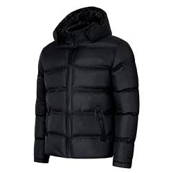 Herren Oversized Fit Pufferjacke mit breitem Stehkragen Wattierte Jacke Outdoor Winterjacke Warm Puffer Kurze Steppjacke Wintermantel Modern Quilted Jacket,Größe M - XXL (02-Schwarz, S) von PANGF