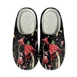 PAQGSREM Hausschuhe für den Innenbereich, Winter, Größe flauschig warm, Schmetterlingspilz-Galaxie, 7 UK Men/ 9 UK Women Wide von PAQGSREM