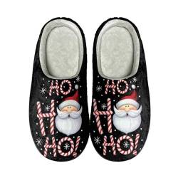 PAQGSREM Niedliche Hausschuhe für Damen, drinnen und draußen, Damen-Hausschuhe, Plüsch, Weihnachtsmann Hoho, 5.5 UK Men/ 7 UK Women Wide von PAQGSREM