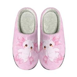 PAQGSREM Weiche, gemütliche, warme Hausschuhe für Herbst und Winter, Schlafzimmer, Hausschuhe für Damen, Mädchen und Damen, 0 Axolotl Pink, 4 UK Men/ 5.5 UK Women Wide von PAQGSREM