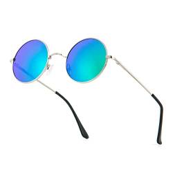 PARTY GO Sonnenbrille für Herren & Damen, UV400, polarisiert, Vintage, klein, rund, Lennon Brille, grün von PARTY GO