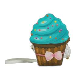 PASHFSA Cupcake-Tasche Crossbody Geldbörse PU Crossbody Umhängetasche Cupcake Box Crossbody Handtasche Kleine Geldbörse Handy Umhängetasche, blau von PASHFSA