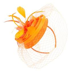 PATKAW Tea-Party-Hut lustig Fascinator Kopfschmuck Hochzeit Teeparty-Hut für Mädchen Hüte für Männer Großbritannien schleier Stirnband Tea-Party-Hüte Tea-Party-Kopfbedeckung Nylon Orange von PATKAW