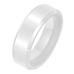 PAURO Damen Keramik 6MM Minimalistische Ehering Ring Weiß Größe 57 (18.1) von PAURO