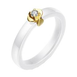 PAURO Damen Keramik Kubischer Zirkon Klassisch Einfacher Skinny Ring Komfort Passform Verlobungsring Ehering Weiß Größe 54 (17.2) von PAURO