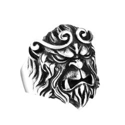 PAURO Herren Edelstahl Wukong Monkey King Ring Reise nach Westen Serie Punk Schmuck Silber Größe 54 (17.2) von PAURO