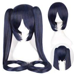 Wig for cosplay 120 cm Hatsune Miku Synthetische Cosplay Perücke Gerade Weiß Blau Anime Haar Halloween Kostüm Frauen Perücken Mit Doppel Clip Pferdeschwänze 09 von PAXLBF